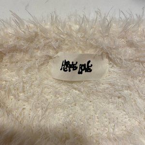 Fuzzy white crop sweater